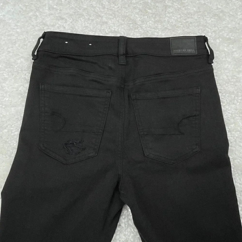 American Eagle Next Level Stretch Super Hi Rise Jegging Black Distress - Picture 9 of 11